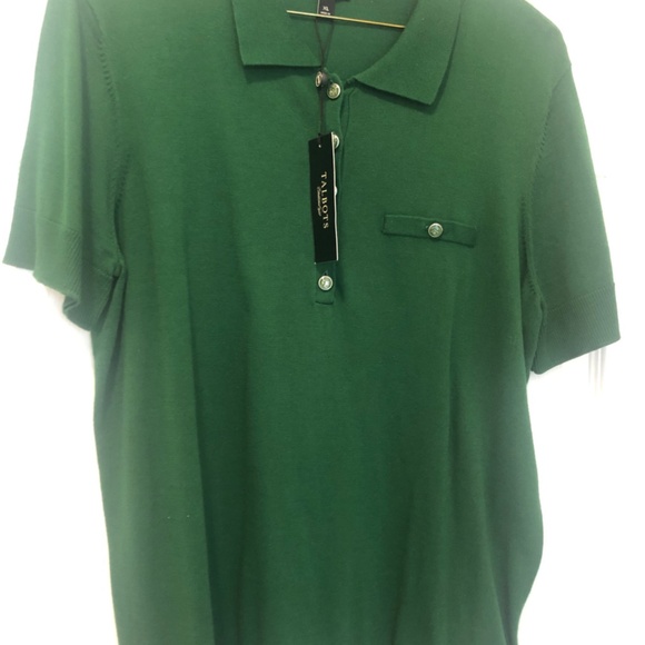 Talbots NWT Green polo button shirt  short sleeve size misses XL - Picture 6 of 7
